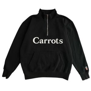 Carrots By Anwar Carrots Mens Large Wordmark 1/4 Zip Pullover Sweatshirt Black